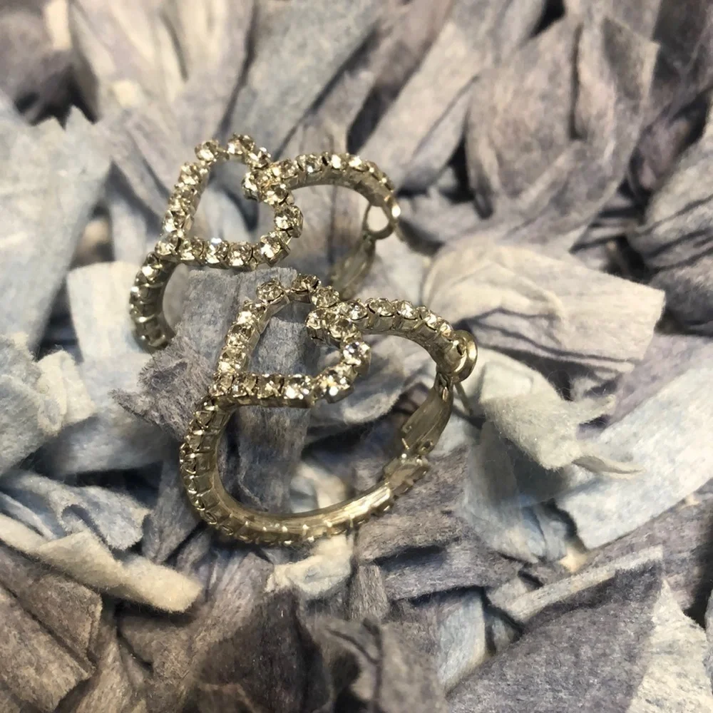 Heart shaped rhinestone earrings